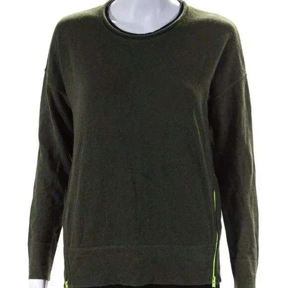 NEW Lisa Todd Cotton/Cashmere Knit Long Sleeve Zipper Hem Sweater Green Size M - Picture 1 of 8